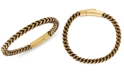 Esquire Men's Jewelry Nylon Cord Statement Bracelet in Gold Ion-Plated Stainless Steel or Stainless Steel, Created for Macy's 